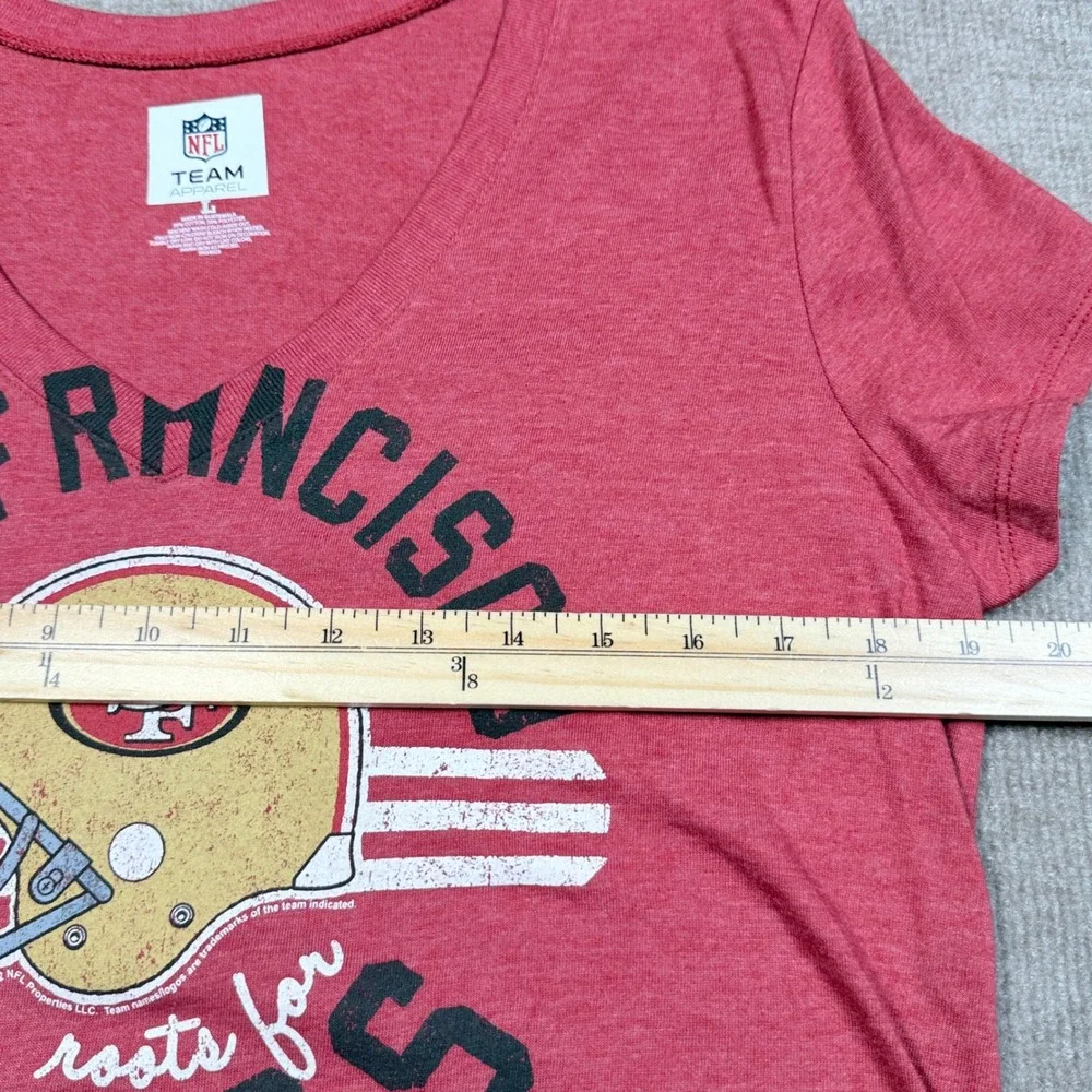 NFL Team Apparel San Francisco 49ers V-Neck Graphic T-Shirt Red Womens Large